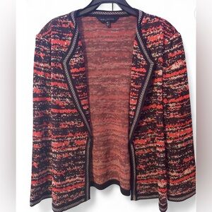 Ming Wang Red and Black Knit Cardigan